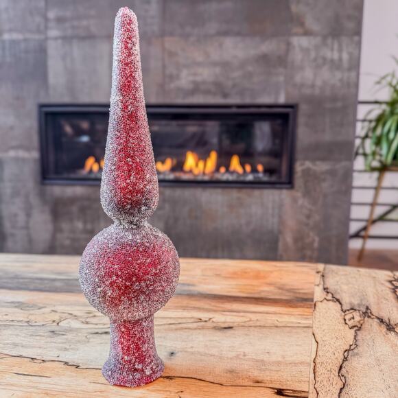 Elegant Pottery Barn Merlot Sugar Glass Finial Christmas Tree Topper, Merlot-12” - Picture 1 of 10